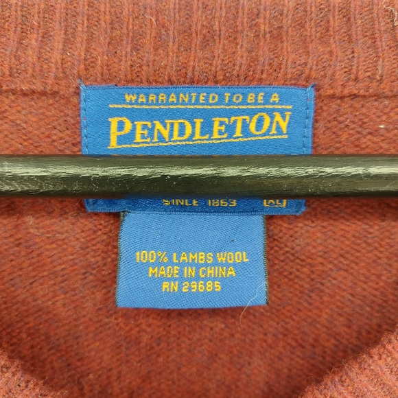 Pendleton Wool V Neck Sweater Size XL Burgundy - Picture 3 of 4